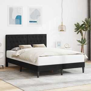 vidaXL Cadru de pat cu headboard Negru 160 x 200 cm Catifea imagine