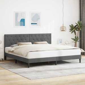 vidaXL Cadru de pat cu headboard Gri închis 180 x 200 cm Catifea imagine