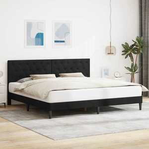 vidaXL Cadru de pat cu headboard Negru 180 x 200 cm Catifea imagine