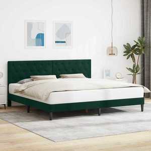 vidaXL Cadru de pat cu headboard Verde închis 200 x 200 cm Catifea imagine