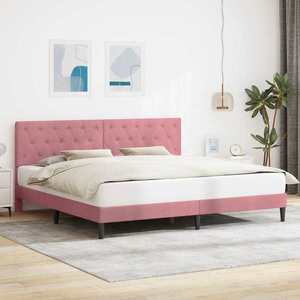 vidaXL Cadru de pat cu headboard Roz 200 x 200 cm Catifea imagine