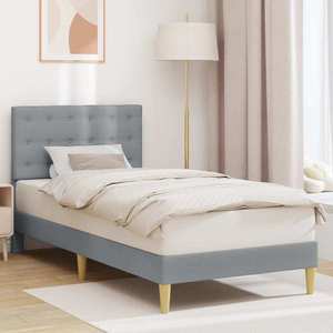 vidaXL Cadru de pat cu headboard Gri deschis 90 x 190 cm Țesătură imagine