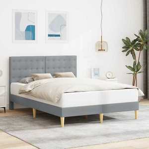 vidaXL Cadru de pat cu headboard Gri deschis 120 x 190 cm Țesătură imagine