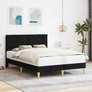 vidaXL Cadru de pat cu headboard Negru 120 x 200 cm Țesătură imagine