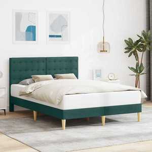 vidaXL Cadru de pat cu headboard Verde închis 140 x 190 cm Țesătură imagine