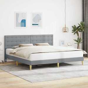 vidaXL Cadru de pat cu headboard Gri deschis 180 x 200 cm Țesătură imagine