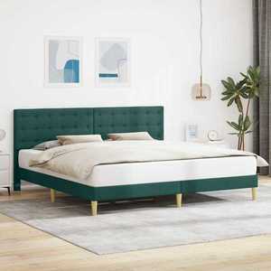 vidaXL Cadru de pat cu headboard Verde închis 180 x 200 cm Țesătură imagine