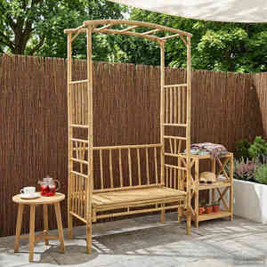 vidaXL Arc de Grădină cu Bancă natural 115 x 50 x 205 cm Bambus imagine
