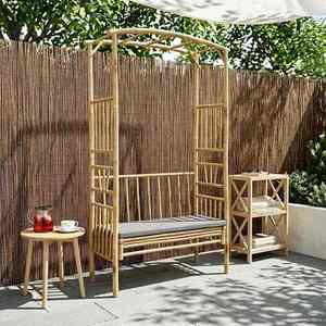 vidaXL Arc de Grădină cu Bancă Gri închis 115 x 50 x 205 cm Bambus imagine