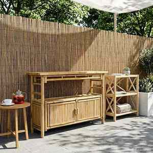 vidaXL Masă de consolă cu raft cu ușă natural 110 x 35 x 75 cm Bambus imagine