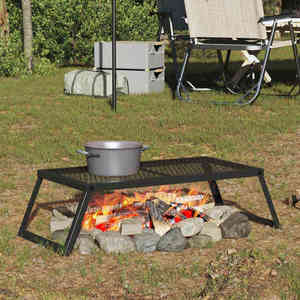 vidaXL Grătar de camping pliabil Negru 58 x 31 x 2 cm Oțel aliat imagine