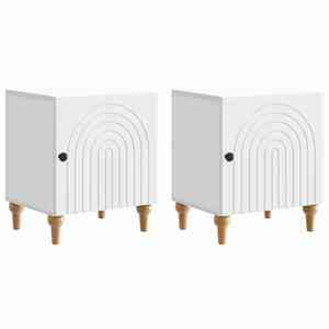vidaXL Dulap de noapte 2 pcs Alb 43 x 34, 5 x 50 cm Lemn prelucrat imagine