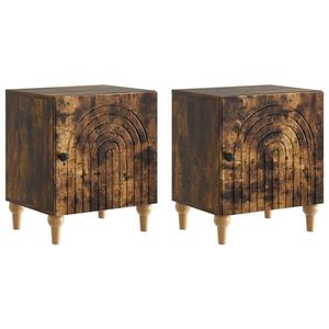 vidaXL Dulap de noapte 2 pcs Stejar fumuriu 43 x 34, 5 x 50 cm imagine