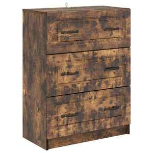 vidaXL Dulap cu sertare Stejar fumuriu 66 x 34, 5 x 87 cm imagine