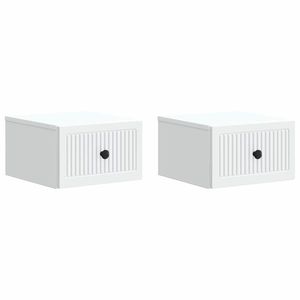 vidaXL Dulap de noapte suspendat cu sertar 2 pcs Alb 33 x 34, 5 x 20 cm imagine