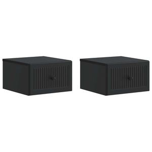 vidaXL Dulap de noapte suspendat 2 pcs Negru 33 x 34, 5 x 20 cm imagine