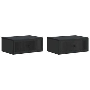 vidaXL Dulap de noapte 2 pcs Negru 49 x 34, 5 x 20 cm Lemn prelucrat imagine