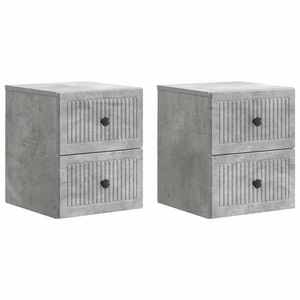 vidaXL Dulap de noapte suspendat 2 pcs Gri Beton 33 x 34, 5 x 40 cm imagine