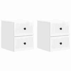 vidaXL Dulap de noapte suspendat cu sertar 2 pcs Alb foarte lucios imagine