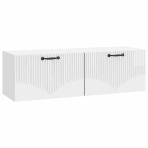 vidaXL Oglindă TV montată pe perete Alb foarte lucios 98 x 31 x 30 cm imagine