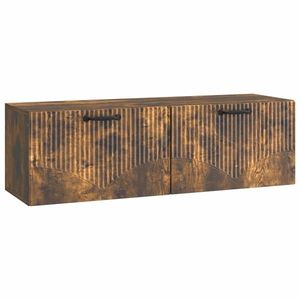 vidaXL Oglindă TV montată pe perete Stejar fumuriu 98 x 31 x 30 cm imagine