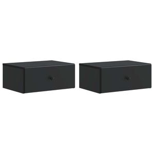 vidaXL Dulap de noapte suspendat 2 pcs Negru 49 x 34, 5 x 20 cm imagine