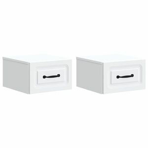 vidaXL Dulap de noapte suspendat cu sertar 2 pcs Alb 34, 5 x 33 x 20 cm imagine