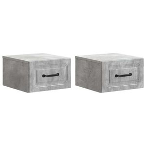 vidaXL Dulap de noapte suspendat 2 pcs Gri Beton 34, 5 x 33 x 20 cm imagine