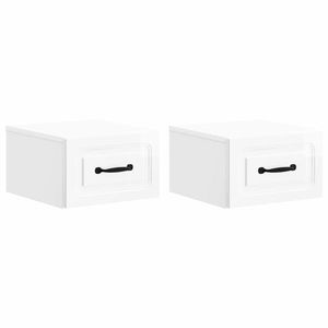vidaXL Dulap de noapte suspendat cu sertar 2 pcs Alb foarte lucios imagine