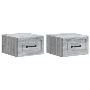 vidaXL Dulap de noapte suspendat 2 pcs Sonoma gri 34, 5 x 33 x 20 cm imagine