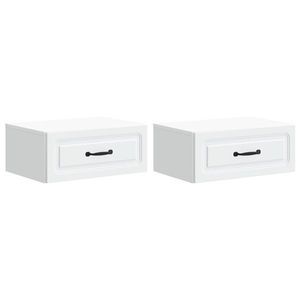 vidaXL Dulap de noapte suspendat cu sertar 2 pcs Alb 49 x 34, 5 x 20 cm imagine