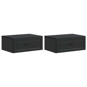 vidaXL Dulap de noapte suspendat 2 pcs Negru 49 x 34, 5 x 20 cm imagine
