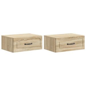 vidaXL Dulap de noapte suspendat 2 pcs Stejar Sonoma 49 x 34, 5 x 20 cm imagine