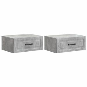 vidaXL Dulap de noapte suspendat 2 pcs Gri Beton 49 x 34, 5 x 20 cm imagine