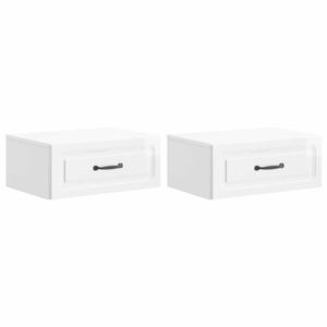 vidaXL Dulap de noapte suspendat cu sertar 2 pcs Alb foarte lucios imagine