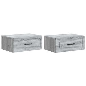 vidaXL Dulap de noapte suspendat 2 pcs Sonoma gri 49 x 34, 5 x 20 cm imagine