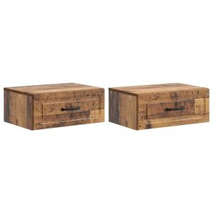 vidaXL Dulap de noapte suspendat 2 pcs Lemn vechi 49 x 34, 5 x 20 cm imagine