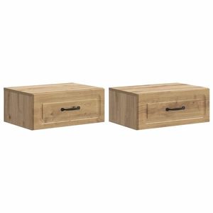 vidaXL Dulap de noapte suspendat 2 pcs Stejar Artizanal Lemn prelucrat imagine