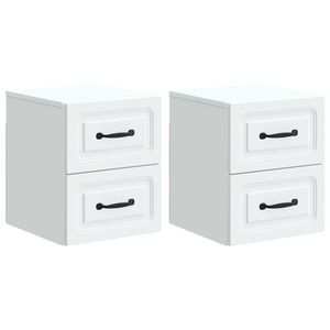 vidaXL Dulap de noapte suspendat cu sertar 2 pcs Alb 34, 5 x 33 x 40 cm imagine