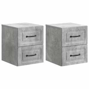 vidaXL Dulap de noapte suspendat 2 pcs Gri Beton 34, 5 x 33 x 40 cm imagine