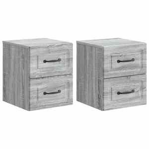 vidaXL Dulap de noapte suspendat 2 pcs Sonoma gri 34, 5 x 33 x 40 cm imagine