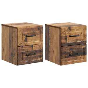 vidaXL Dulap de noapte suspendat 2 pcs Lemn vechi 34, 5 x 33 x 40 cm imagine
