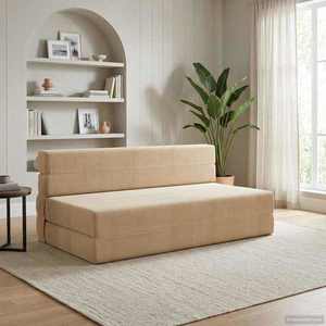 vidaXL Canapea Pliantă cu Pat Verde deschis gri 203 x 152 x 15 cm imagine