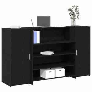 vidaXL Birou de recepție din stejar negru 180x50x103, 5 cm, lemn stratificat imagine