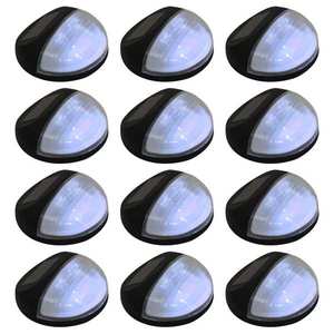 vidaXL Lămpi solare de exterior cu LED-uri, 12 buc., negru, rotund imagine