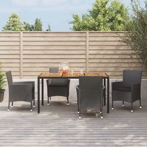 vidaXL Set mobilier de grădină cu perne, 5 piese, negru, poliratan imagine