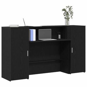 vidaXL Birou de recepție din stejar negru 180x50x103, 5 cm, lemn stratificat imagine