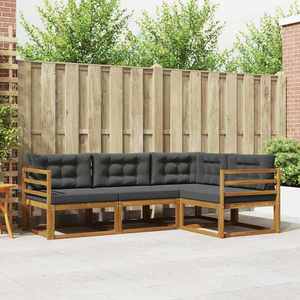 vidaXL Set de canapele de exterior cu pernă 4 pcs Natural și Antracit imagine