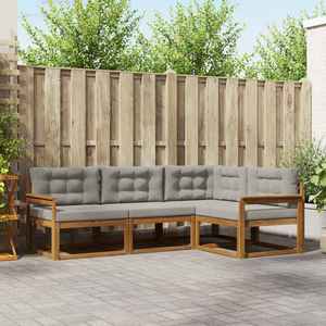 vidaXL Set de canapele de exterior 4 pcs Gri natural și deschis imagine