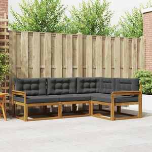 vidaXL Set de canapele de exterior cu pernă 4 pcs Natural și Antracit imagine